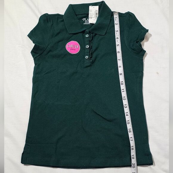 Children's Place Green Short Sleeve Puff Sleeve Uniform Ruffle Polo sz med 7/8 - Picture 5 of 8